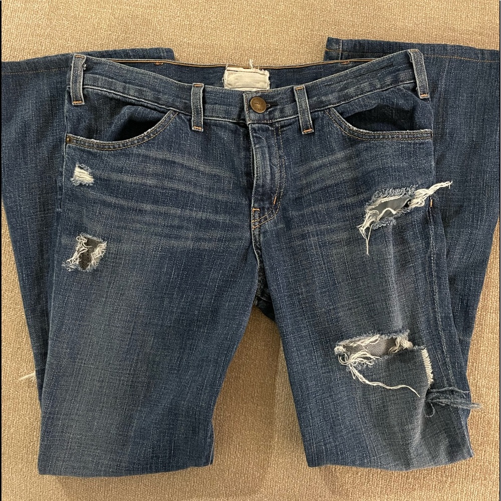 Current Elliot Premium Denim Destroyed Distressed Jeans